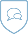 Icon Schutzschild mit Sprechblasen