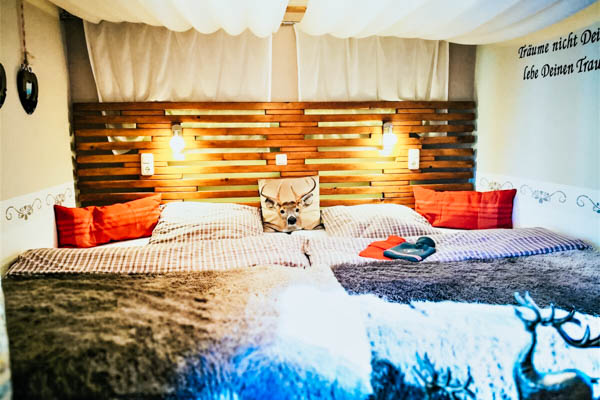 Schlafzimmer der Berghütte Zweisamkeit