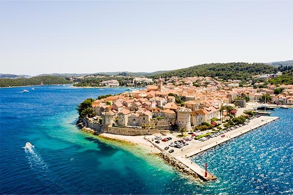 Blick auf die Stadt Korcula auf der Inseln Korcula in Dalmatien