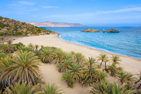 Blick über den Palm Beach in Vai auf Kreta