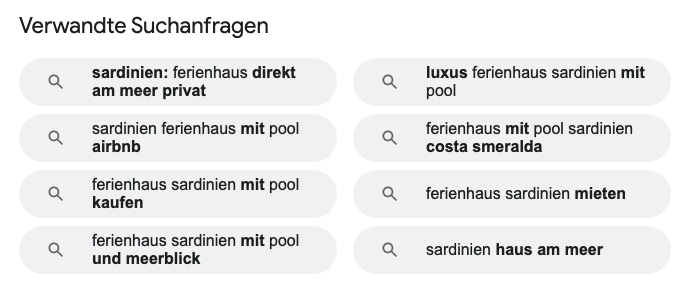 Screenshot verwandte Suchbegriffe in der Google Suche