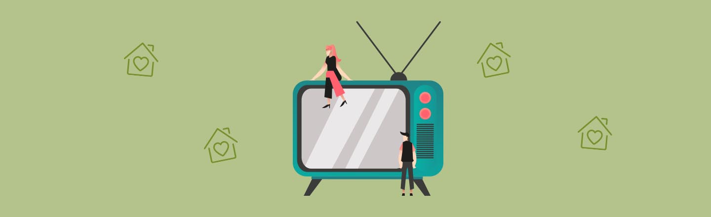 Illustration Fernseher mit Mann und Frau