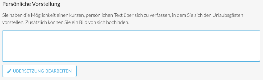 Screenshot der Eingabemaske "Persönliche Vorstellung" im Vermieterbereich
