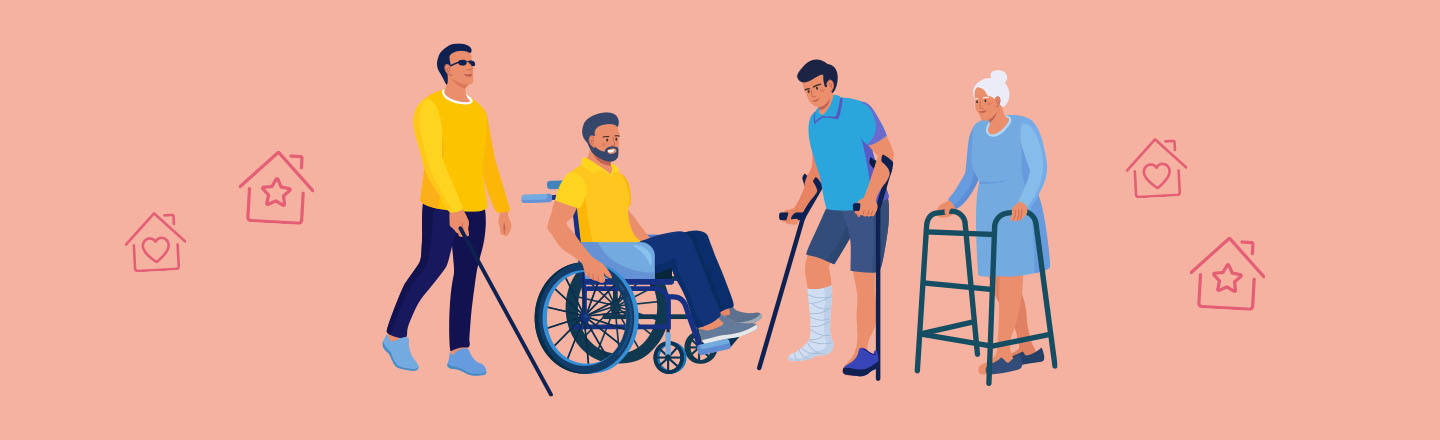 Illustration von Menschen mit Behinderungen